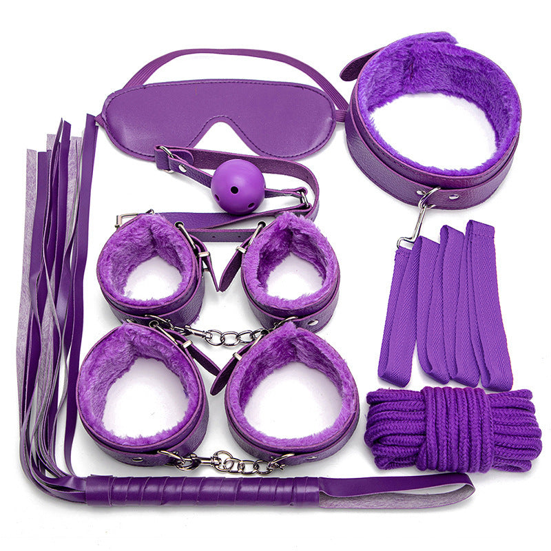 Conjunto de 7 peças de kits bdsm brinquedos sexuais para mulheres adultos jogos bondage algemas sexo chicote boca mordaça