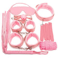 Conjunto de 7 peças de kits bdsm brinquedos sexuais para mulheres adultos jogos bondage algemas sexo chicote boca mordaça