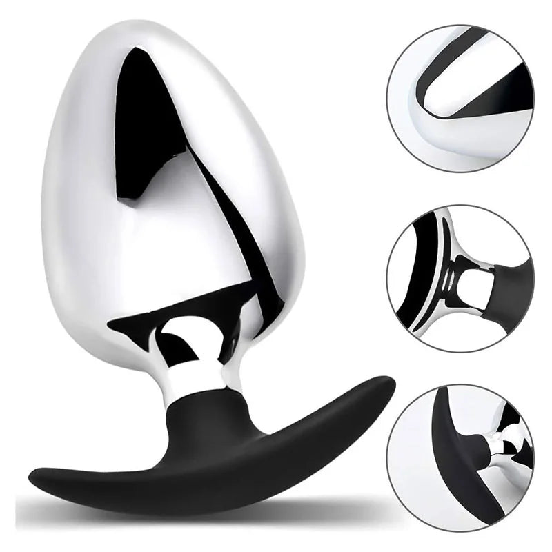 Grande massageador pessoal de plugue anal inoxidável para unissex fornece uma sensação completa projetada para playe experiente ou intermediária 6 CM